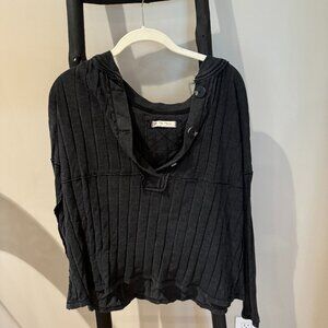 Free People Long Sleeve Black Sweater Top